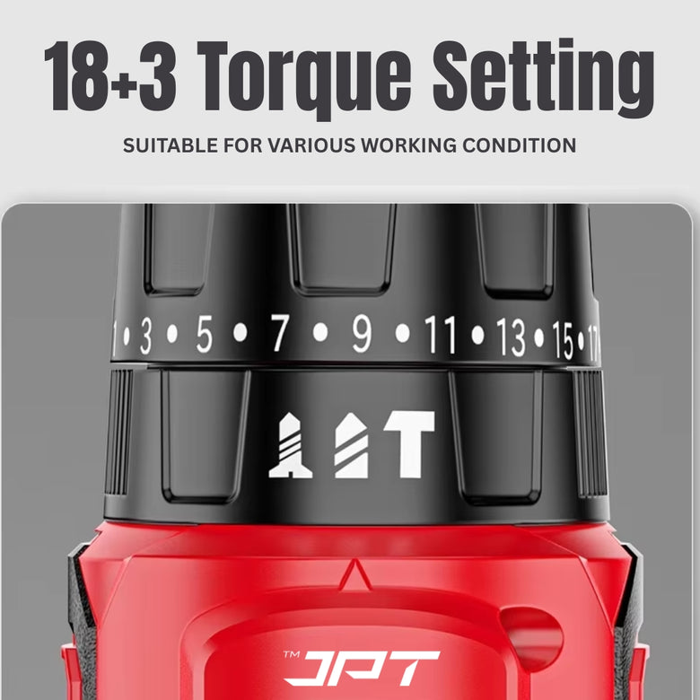 JPT 12V Impact Cordless Drill Machine | 30N.M Torque | 1800RPM Speed | 3/8