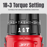 Buy now for the JPT 12v impact cordless drill machine with 18-piece drill accessories all at best price. Buy best drill machine for home and workshop at JPT.