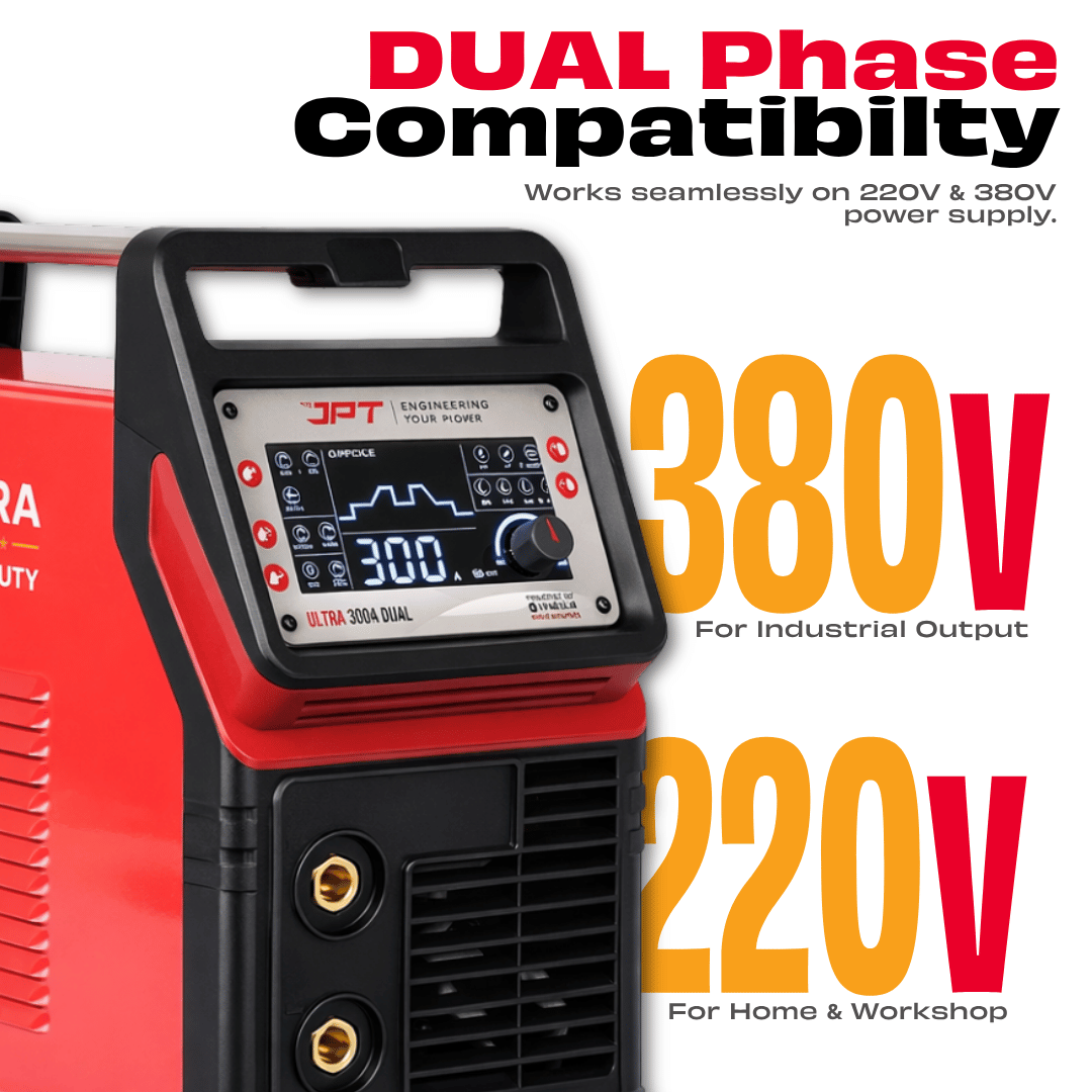 JPT True Output 300A Industrial Welding Machine | Ultra Heavy Duty MMA Inverter with 220V/380V Dual Voltage | Long Running Performance, Lift TIG, VRD, Digital Control