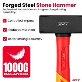 JPT 1000G Forged Steel Club Hammer – Heavy Duty Professional Lump Hammer with Anti-Slip Rubber & Shock-Absorbing Grip, Hammr for Demolition, Masonry & Fabrication Works