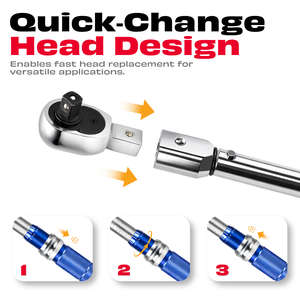 JPT Crowfoot Torque Wrench Set, 10-210 Nm, ±3% Accuracy | Quick-Change Heads • 1/2