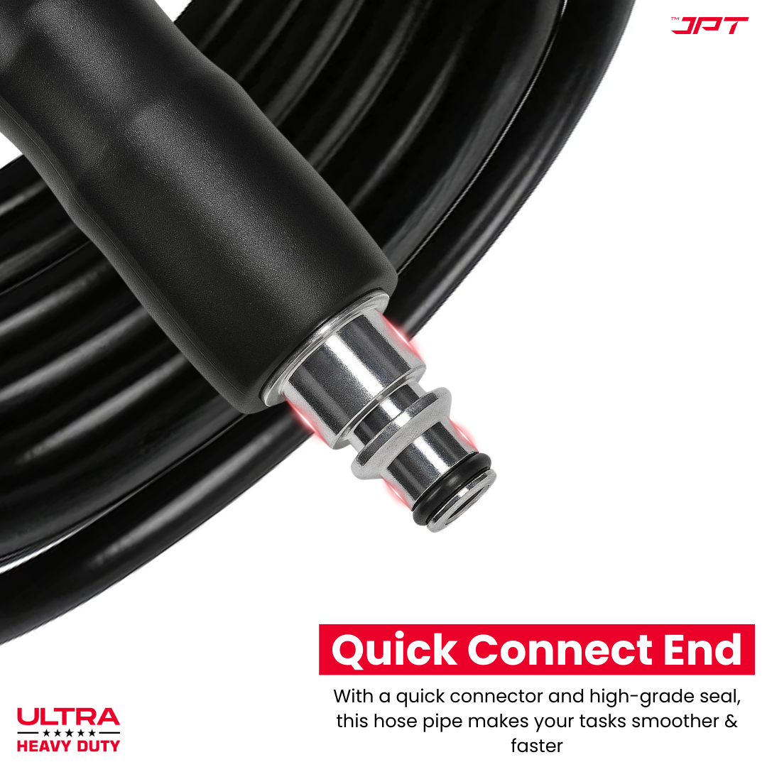JPT Ultra Heavy-Duty 15Mtr High Pressure Hose Pipe Compatible With Bosch Aquatak/AQT Series | Withstand Up to 450 Bar (6525 PSI) of Pressure | Premium PVC + PE Layers and Reinforced Braid