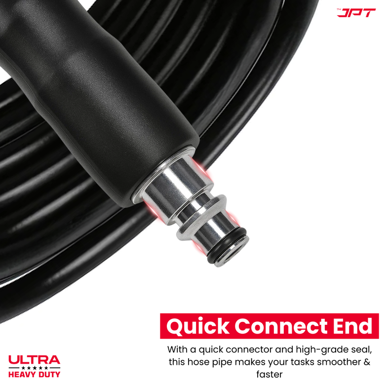 JPT Ultra Heavy-Duty 15Mtr High Pressure Hose Pipe Compatible With Bosch Aquatak/AQT Series | Withstand Up to 450 Bar (6525 PSI) of Pressure | Premium PVC + PE Layers and Reinforced Braid