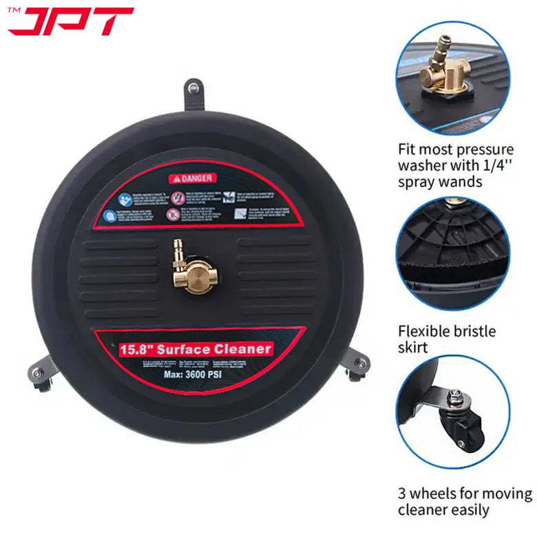 JPT 15-Inch Pressure Washer Surface Cleaner with 2 Extension Wands 1/4
