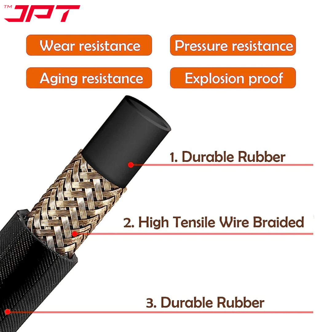 JPT Heavy Duty 15-Metre Pressure Washer Hose Pipe | American Standard M22 Thread With O-Ring Seals | 1/4-Inch Quick Connect | Stand Upto 4300 PSI Pressure | Compatible With Many Pressure Washer Brand