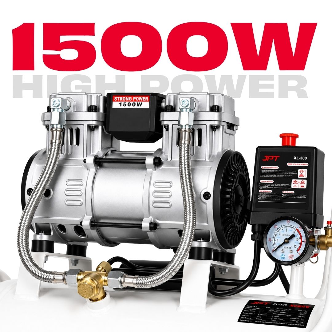 JPT 30L Oil Free Air Compressor | 1500W Portable Machine with Auto Cut-Off | Maintenance Free Heavy Duty Unit for Painting, Nailing, Garages & Pneumatic Applications