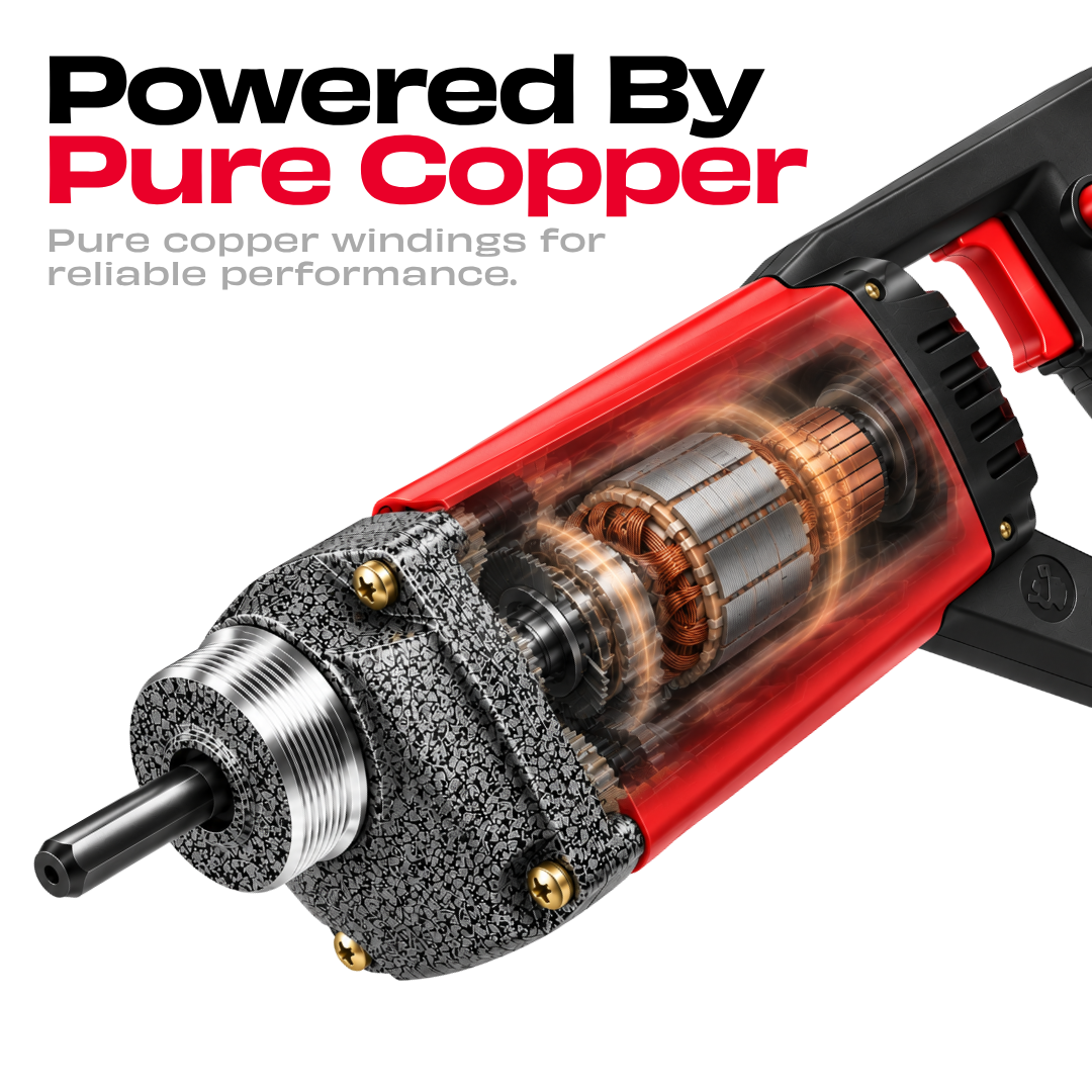 JPT Heavy Duty 1050-Watt Concrete Vibrator Machine | 10000 Vibrations Per Minute | 4000 RPM Speed | Pure Copper Winding Motor | 35mm Chuck | With 3-Metre Vibrator Needle Included