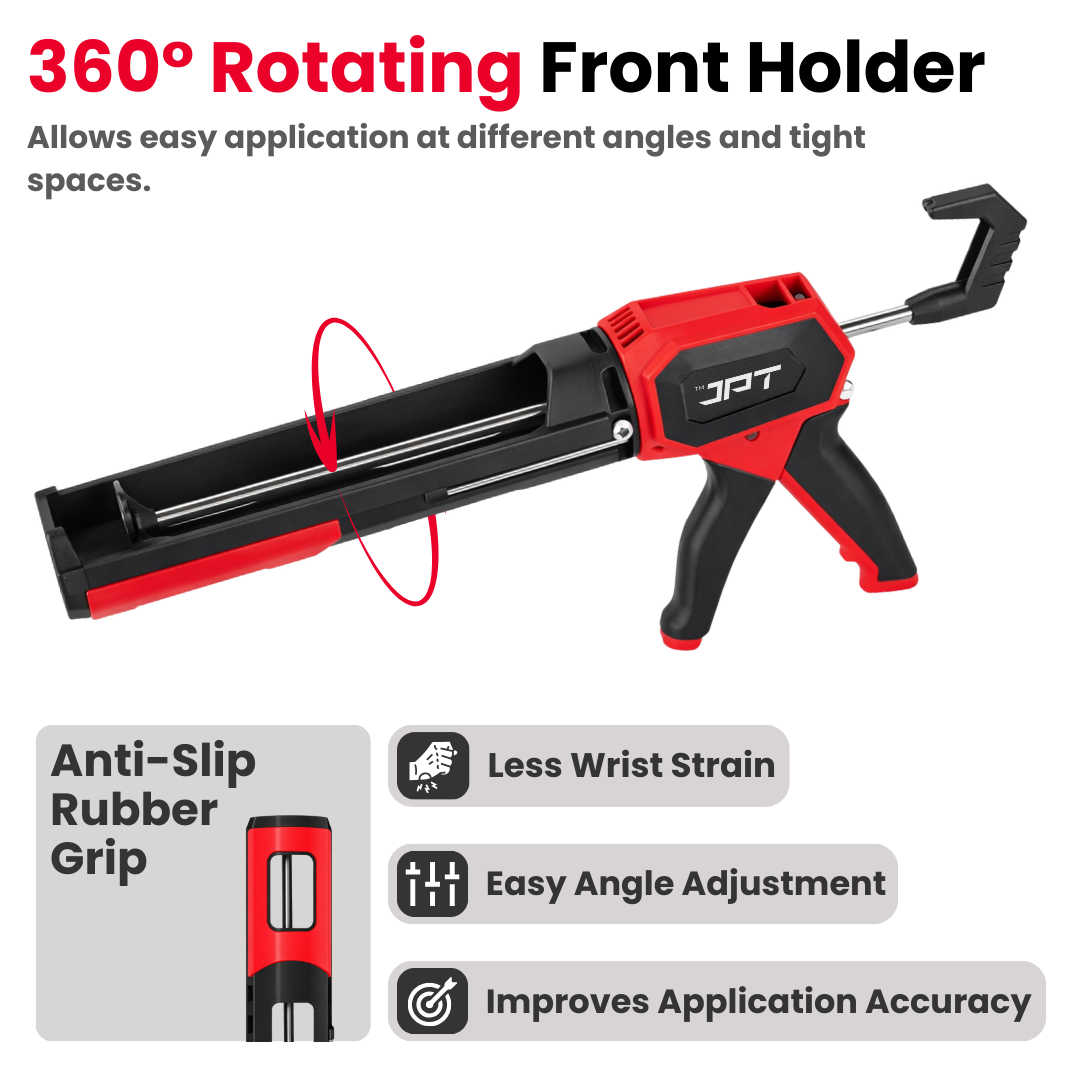 JPT Ultra Heavy-Duty Caulking Gun – 200KG High-Thrust Sealant Applicator with Adjustable Power Control, 360° Rotating Barrel, Anti-Drip & Quick-Release Trigger – Professional Silicone, Adhesive & Sealant Gun