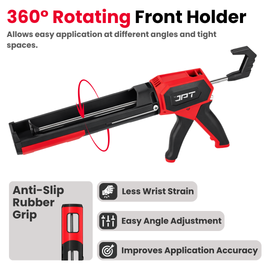 JPT Ultra Heavy-Duty Caulking Gun – 200KG High-Thrust Sealant Applicator with Adjustable Power Control, 360° Rotating Barrel, Anti-Drip & Quick-Release Trigger – Professional Silicone, Adhesive & Sealant Gun