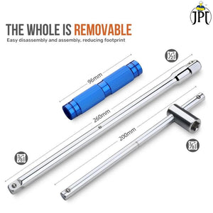 JPT 360° Rotation T Type Socket Wrench 1/2 (12.5mm) Detachable T-bar Spanner for Hex/Twelve Angle Socket Sleeve Tools
