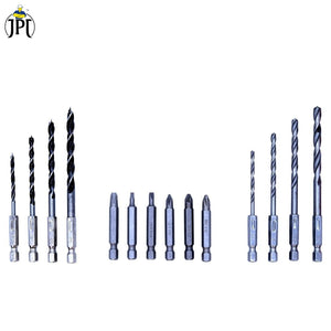 JPT 15-Piece Drill & Screwdriver Bits Combo | 8-Piece Drill Bits | 6-Piece Screw Driver Bits | 1 FLexible Drill Extenstion