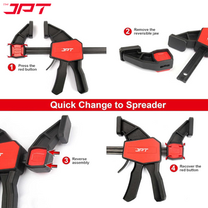 JPT Pro Series 18-Inch Quick-Grip Bar Clamps | 300mm Clamping Range | One-Handed Wood Clamps with Quick-Release Trigger | Heavy-Duty Spreader F-Clamp Set | 155 lbs Hold | Woodworking, Carpentry, DIY