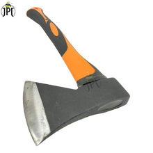 Buy the JPT 600g heavy-duty wood splitting axe renewed, featuring a sharp steel blade, ergonomic non-slip handle, and bright orange accents for visibility.