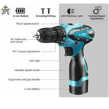 Grab the multitasking JPT Cordless Drill Machine featuring 24/14 Nm torque, 0-1300 RPM speed, and equipped with 24 pieces of bits and sockets, all at the best price.