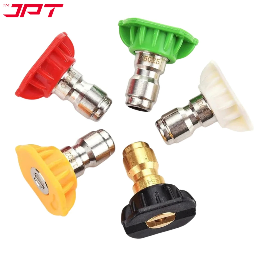JPT 5-Piece 1/4-Inch Quick Connect Universal Pressure Washer Nozzle Tips with Multiple Degrees