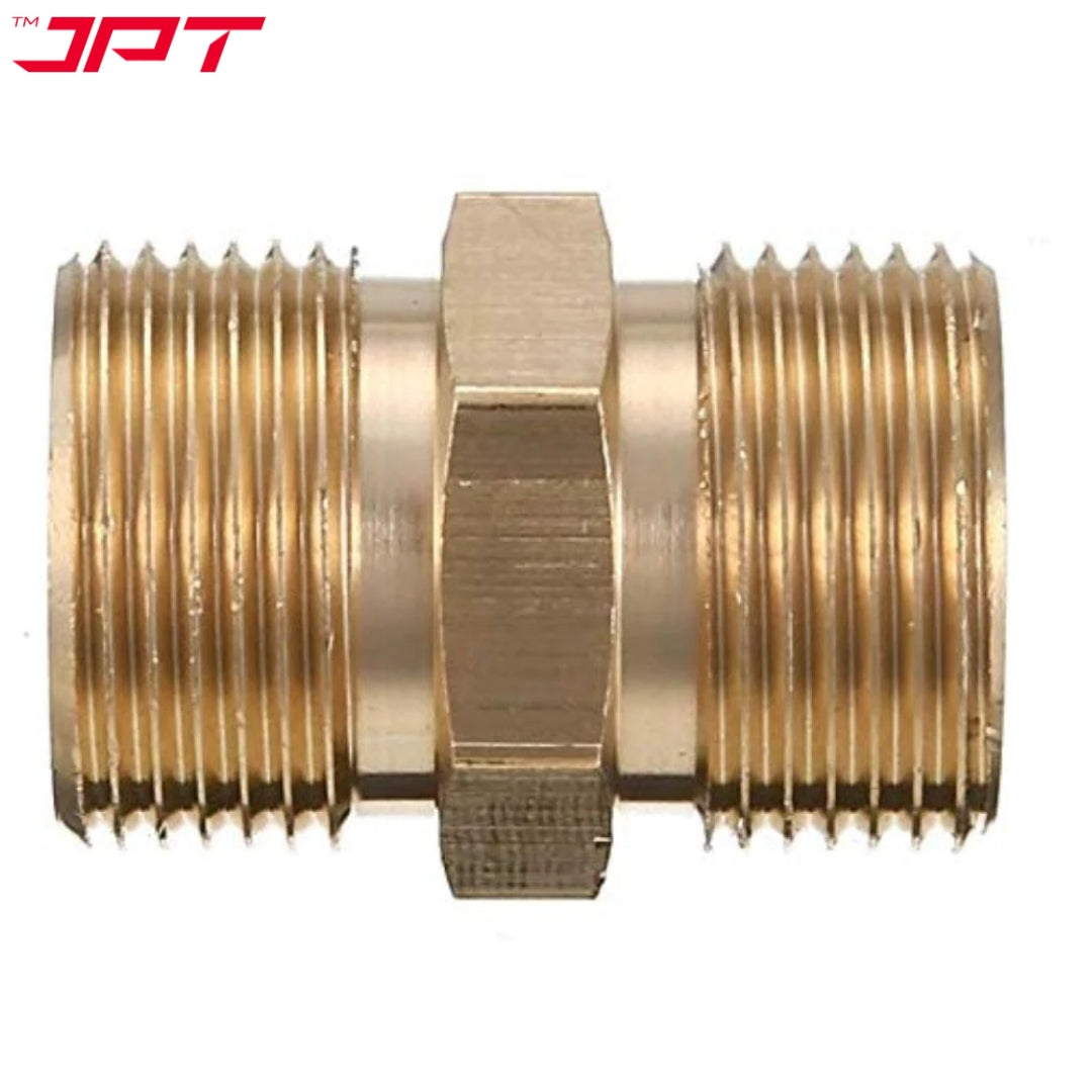 JPT Heavy Duty M22-15mm Metric Male Thread Fitting | Solid Brass Build | Withstand 5000 PSI Pressure | Pressure Washer Hose Extension Coupler