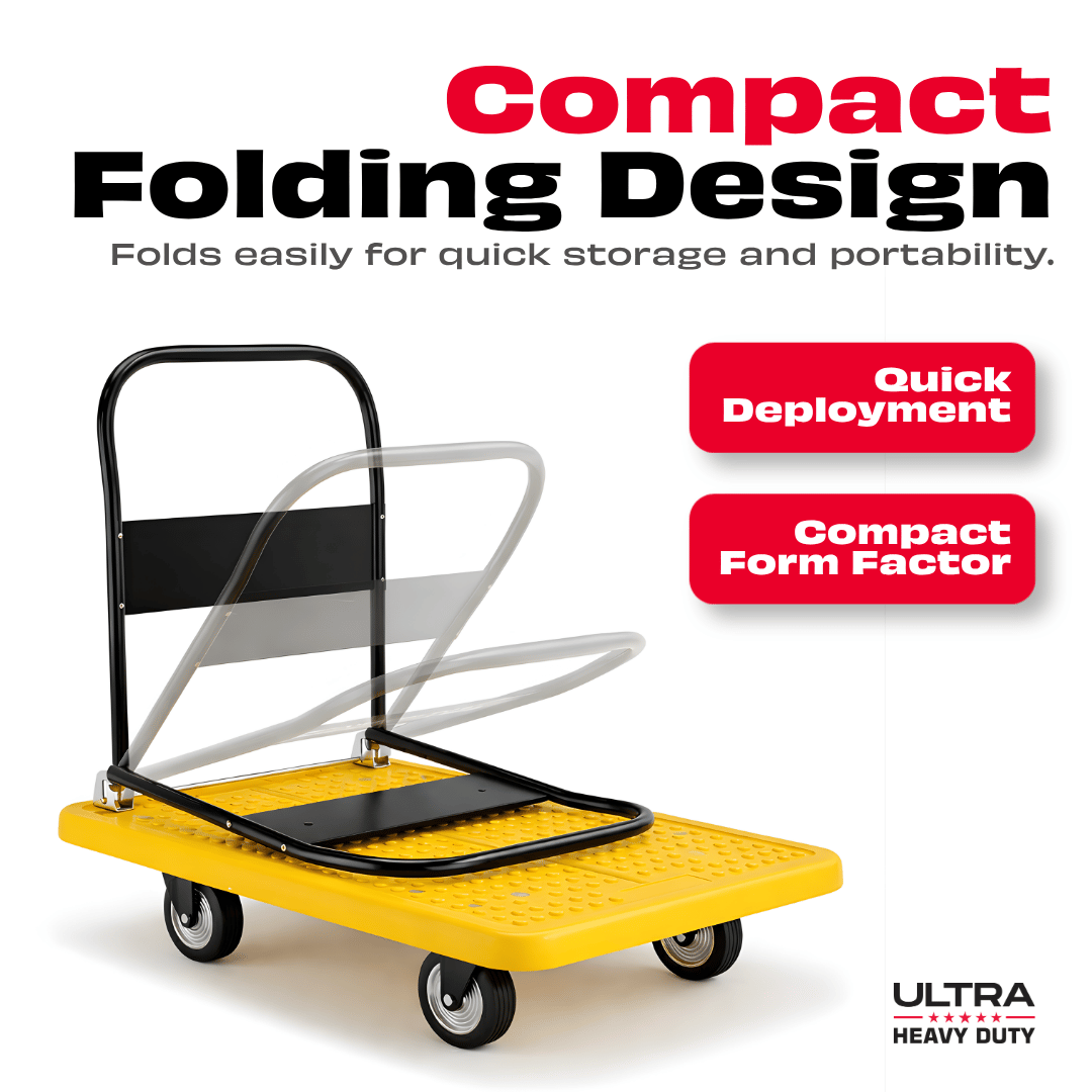 JPT Hand Truck Folding Trolley | 600kg Load Capacity with 5" Wheels, 90x60 cm Platform | Full Metal Pipe Frame for Extra Strength | Heavy Duty Material Handling Cart | Ultra Heavy Duty