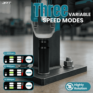 JPT 21v Heavy-Duty Brushless Cordless Impact Wrech | Brushless Motor | 400NM Torque | 4000RPM Speed with 3 Speed Mode | 4.0Ah Li-ion Battery & Fast Charger | 39-Piece Combo Kit for Car, Garage & Workshop Use