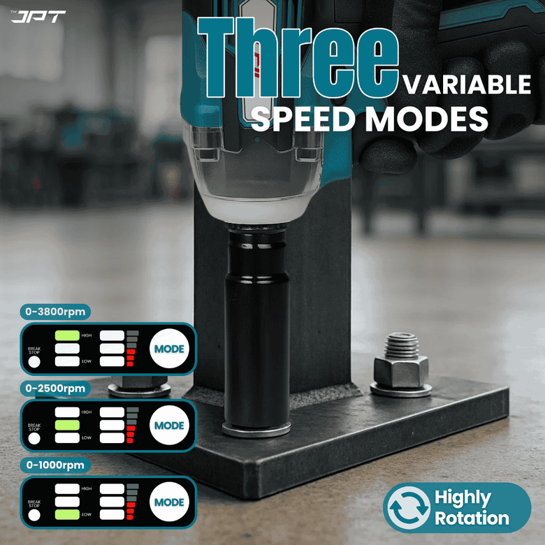 JPT 21v Heavy-Duty Brushless Cordless Impact Wrech | Brushless Motor | 400NM Torque | 4000RPM Speed with 3 Speed Mode | 4.0Ah Li-ion Battery & Fast Charger | 39-Piece Combo Kit for Car, Garage & Workshop Use
