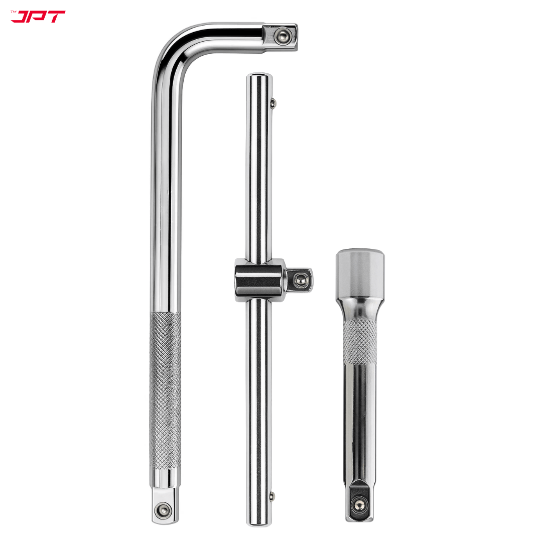 JPT Heavy-Duty 1/2" Drive 3Pcs  Socket Handle Set | T-Handle, L-Handle & Extension Bar | Heat-Treated Cr-V Steel | High Torque Wrench Set for Automotive and home Repairs