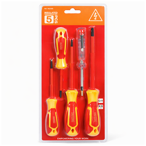 JPT Insulated Screwdriver Set 5 PCS – CR-V Electrician Screwdriver Set with Magnetic Tips & Voltage Tester 125-250V, Insulated Flat and Phillips Electrical Maintenance Screwdriver Set for Panel Work