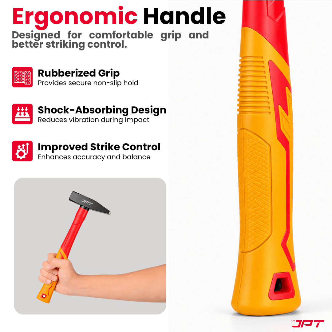 JPT 300G Forged Steel Machinist Hammer with Anti-Slip Rubber Grip Handle – Heavy Duty Professional Club Hammer for Workshop, Metal Fabrication & Chisel Work