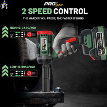 JPT Combo 1/2 Inch Pro Series Heavy Duty Brushless Cordless Impact Wrench/Gun, 406Ft-lbs (550Nm) High Torque, 3650RPM, 2x 4.0Ah Batteries & Fast Charger with 10Pcs Socket (18 Months Motor Warranty)