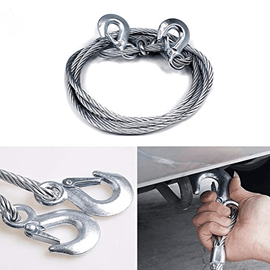 JPT Heavy Duty Steel Winch Cable, 3/8 x 13ft Wire Rope with Hook, 11,023 lb Breaking Strength - Ideal for Tow Trucks, Rollbacks, Cranes, and Wreckers (Silver)