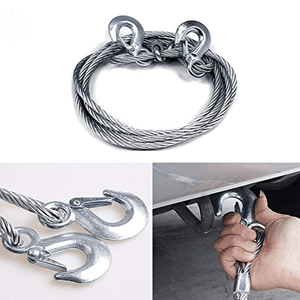 JPT Heavy Duty Steel Winch Cable, 3/8 x 13ft Wire Rope with Hook, 11,023 lb Breaking Strength - Ideal for Tow Trucks, Rollbacks, Cranes, and Wreckers (Silver)