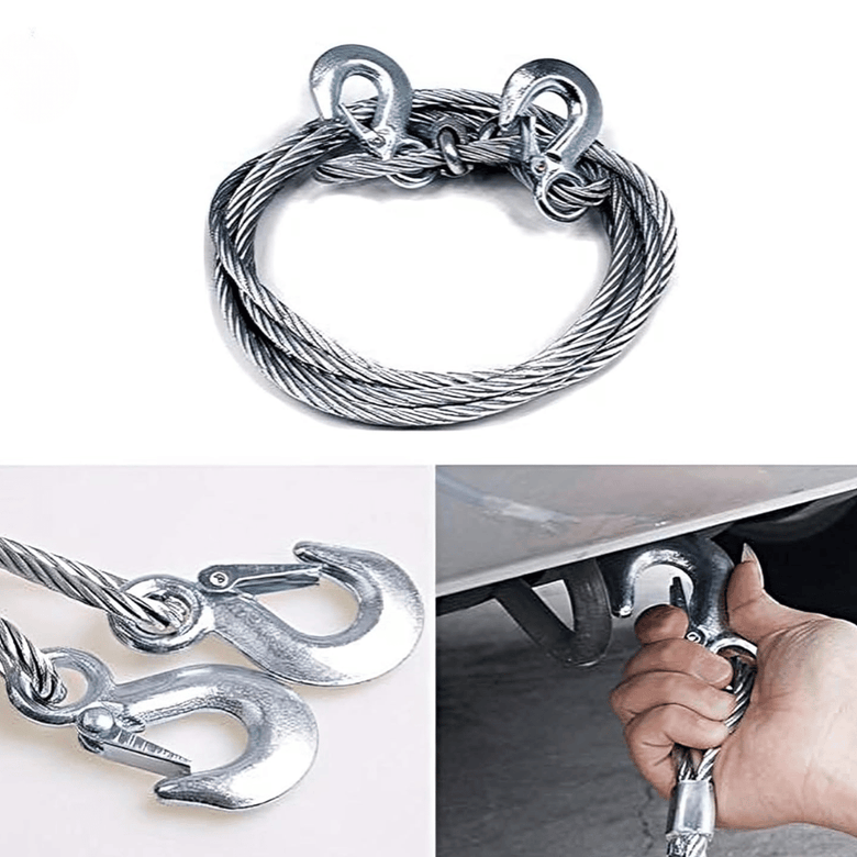 JPT Heavy Duty Steel Winch Cable, 3/8 x 13ft Wire Rope with Hook, 11,023 lb Breaking Strength - Ideal for Tow Trucks, Rollbacks, Cranes, and Wreckers (Silver)