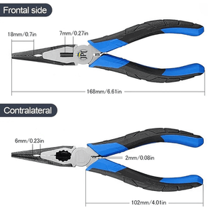 JPT 8-Inch Long Heavy Duty Nose Plier With Hard Carbon Steel Jaws And Comfort Grip Handles | Long Nose Cutting Pliers for AC Wiring, Cutting, And Gripping