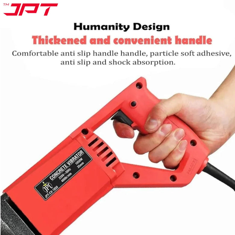 JPT Heavy Duty 1050-Watt Concrete Vibrator Machine | 10000 Vibrations Per Minute | 4000 RPM Speed | Pure Copper Winding Motor | 35mm Chuck | With 1.5-Metre Vibrator Needle Included