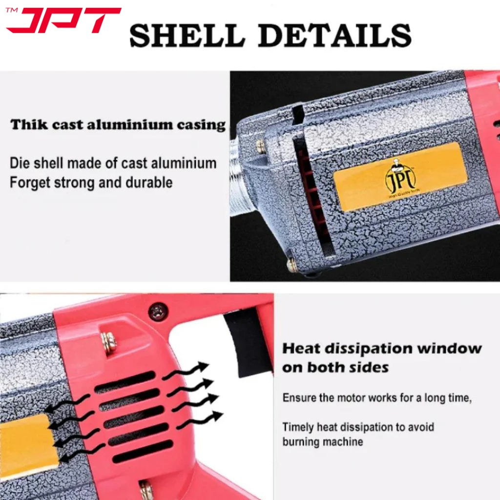 JPT Heavy Duty 1250-Watt Handheld Electric Concrete Vibrator Machine | 13000 Vibrations Per Minute | 1300 RPM Speed | 35mm Chuck | Copper Armature | 1.5m And 3m Vibrator Needles Included