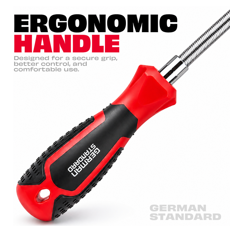 JPT 30-Piece Flexible Screwdriver & Bit Set, Magnetic Tip, CR-V Steel | Premium CR-V Bits • Flexible Extension Shaft • Magnetic Tip • Ergonomic Grip • Socket & Bit Set