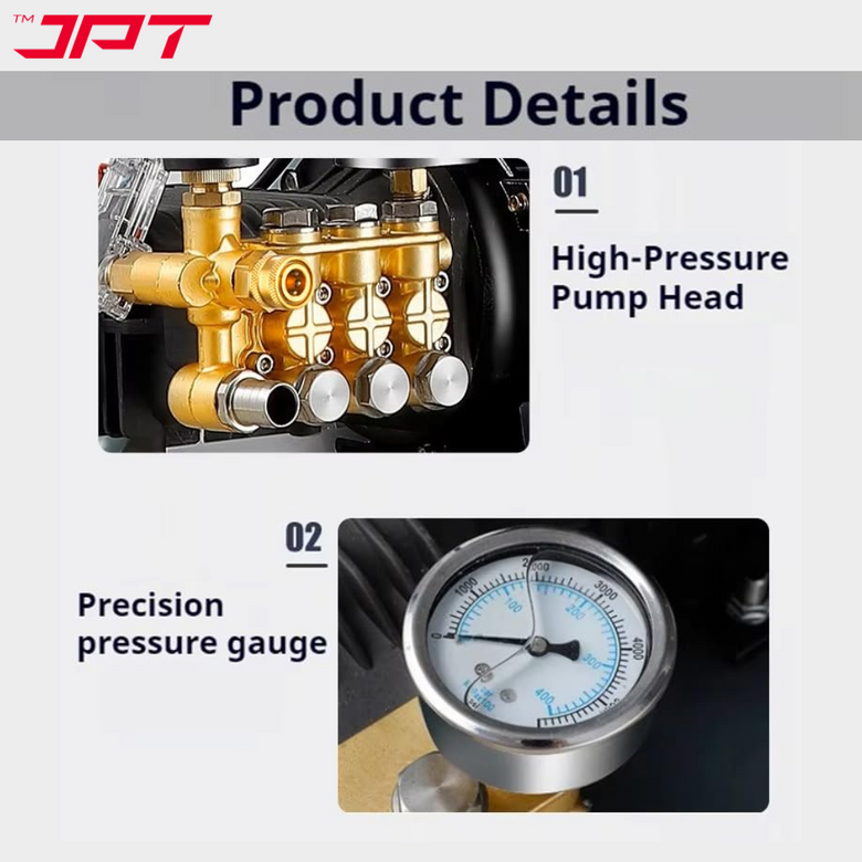 JPT Pro Series 3.5HPP Commercial High Pressure Washer | Max. 2.8KW Motor | Max. 250Bar Power | Max. 2900PSI Pressure | Max. 14L/Min Flow | Best for Car Service Centers, Industrial & Home Cleaning