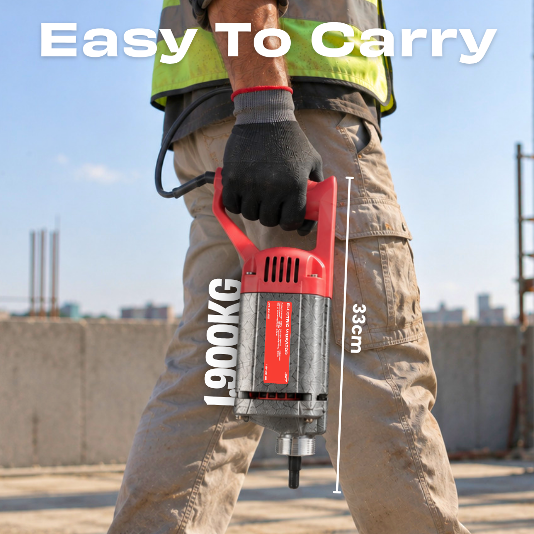 JPT Heavy Duty 1250-Watt Handheld Electric Concrete Vibrator Machine | 13000 Vibrations Per Minute | 1300 RPM Speed | 35mm Chuck | Copper Armature | With 3-Metre Vibrator Needle Included