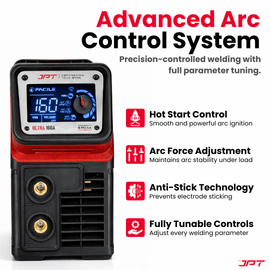 Buy JPT Ultra Heavy-Duty 160A MMA inverter welding machine with Lift TIG, digital control, and VRD safety. Smooth arc, reliable performance for workshops.