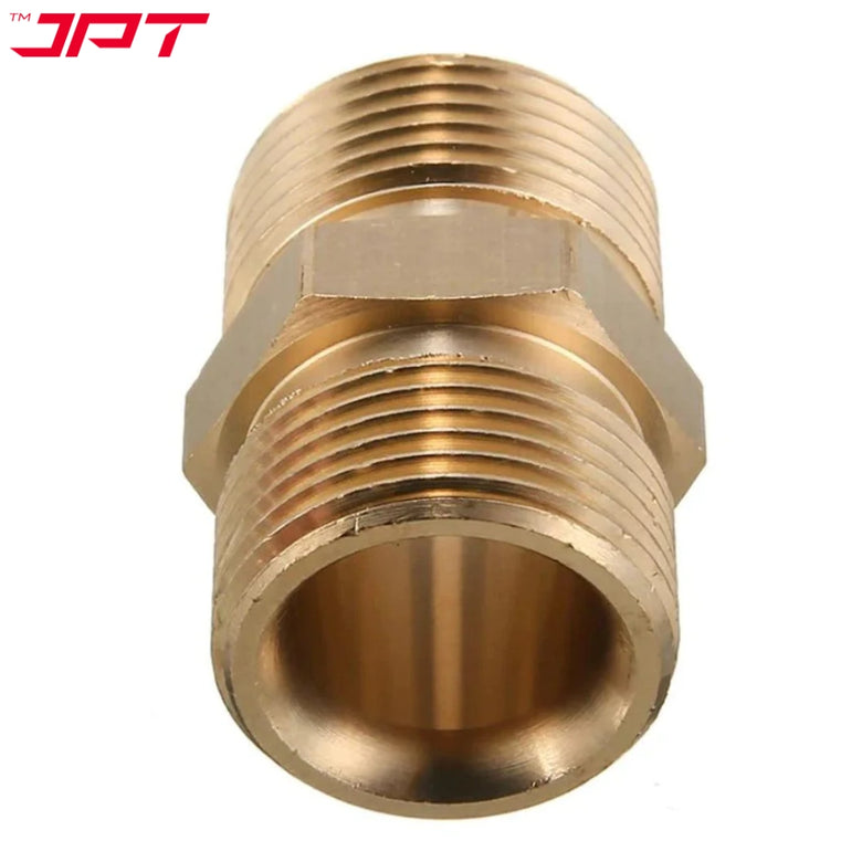 JPT Heavy Duty M22-15mm Metric Male Thread Fitting | Solid Brass Build | Withstand 5000 PSI Pressure | Pressure Washer Hose Extension Coupler