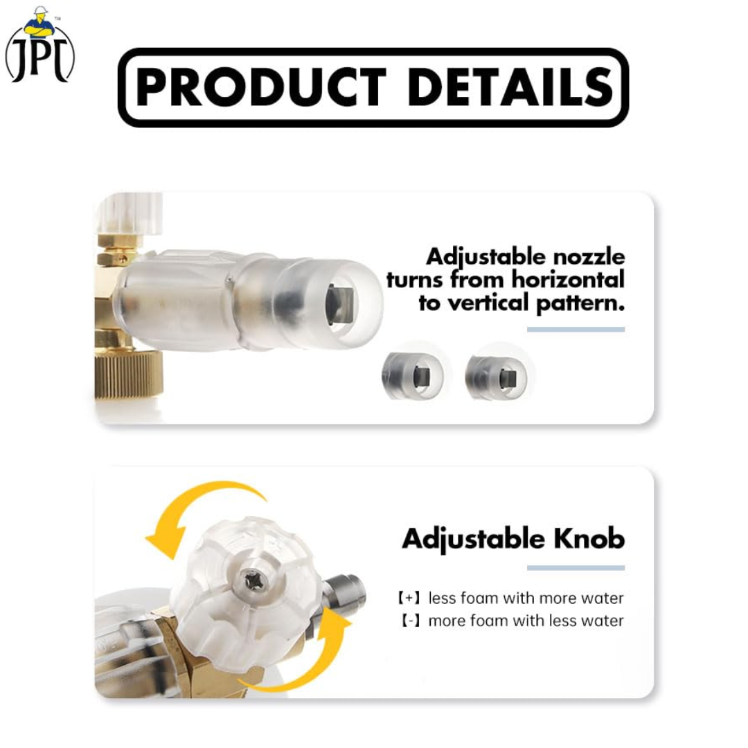 JPT Heavy Duty Snow Foam Cannon | 70 Bar Power | 3000 PSI Pressure | Brass + ABS Nozzle | Adjustable Thick Foam | Bosch Pressure Washer Adapter Included