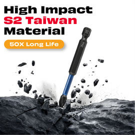 JPT 42-Piece Impact Rated S2 Steel Bit Set | Phillips, Pozidriv, Torx, Hex & Slotted Bits with Bit Holder & Socket Adapter | Taiwan Material for Impact Driver & Drill | Ultra Heavy Duty