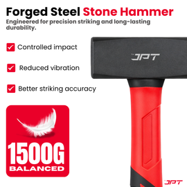 Buy JPT 1500G forged steel club hammer with heavy duty fiber handle and anti-slip grip. Ideal for masonry, chisel work, and construction tasks. Buy Now