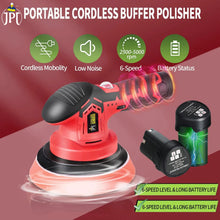 Grab the JPT renewed heavy-duty cordless 12V car polishing machine, featuring 6-inch pad, 5000 rpm speed, 6 variable speed, 3 pads, two battery, fast charger, and more.