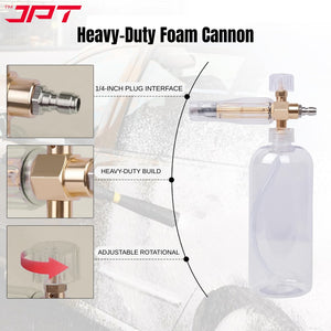 JPT Heavy-Duty Snow Foam Cannon | 70Bar Power | 3000PSI Pressure | Adjustable Nozzle | 1.1mm Orifice | 1-Litre Capacity | 1/4
