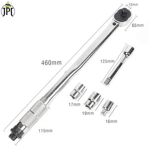 JPT Ajustable Torque Wrench Ratchet Spanner Set | 28 - 210 Nm Torque Power | 1/2-Inch Drive Click Spanner with 17mm, 19mm, 21mm Sockets | Best Hand Tool for Professional Automotive Repairs