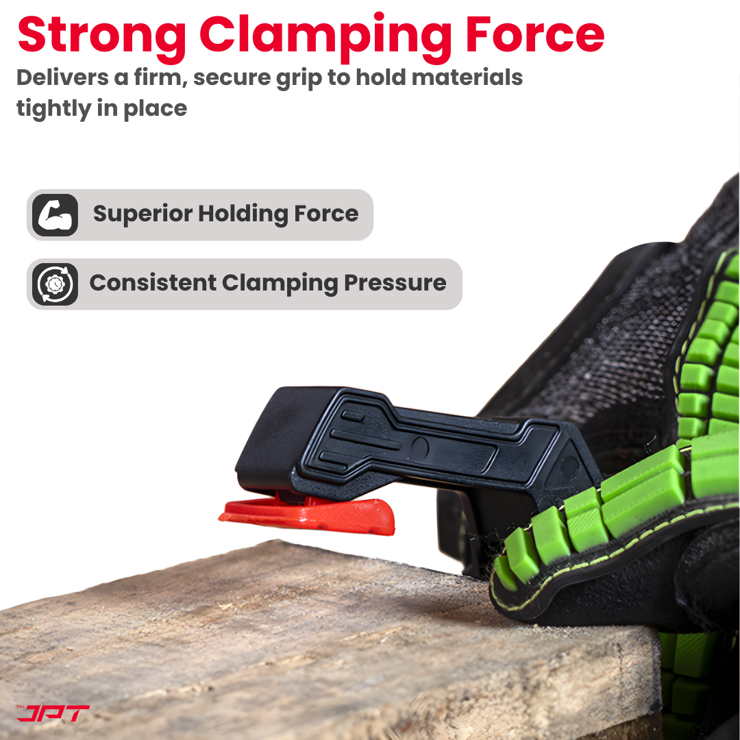 JPT 6-inch heavy duty spring clamp with 80mm wide jaw, high-tension steel spring and one-hand quick grip—ideal for woodworking, carpentry and DIY use. Buy Now