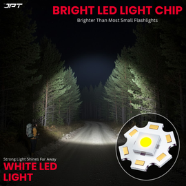 Buy JPT K17 super bright LED flashlight featuring rechargeable LED torch with 4800mAh battery, USB-C charging, power bank, telescopic zoom, and much more.
