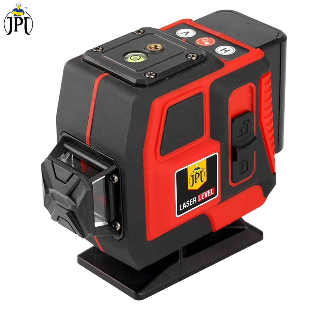 JPT 360° 3D Self-Leveling Laser Level with Mini Tripod – High-Precision Cross Line Tool for Construction, Renovation, and Floor Tiling with Two 1500mAh Batteries, Fast Charger and Durable Case