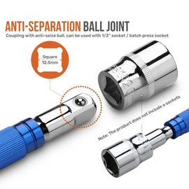 JPT 360° Rotation T Type Socket Wrench 1/2 (12.5mm) Detachable T-bar Spanner for Hex/Twelve Angle Socket Sleeve Tools