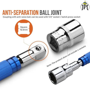 JPT 360° Rotation T Type Socket Wrench 1/2 (12.5mm) Detachable T-bar Spanner for Hex/Twelve Angle Socket Sleeve Tools