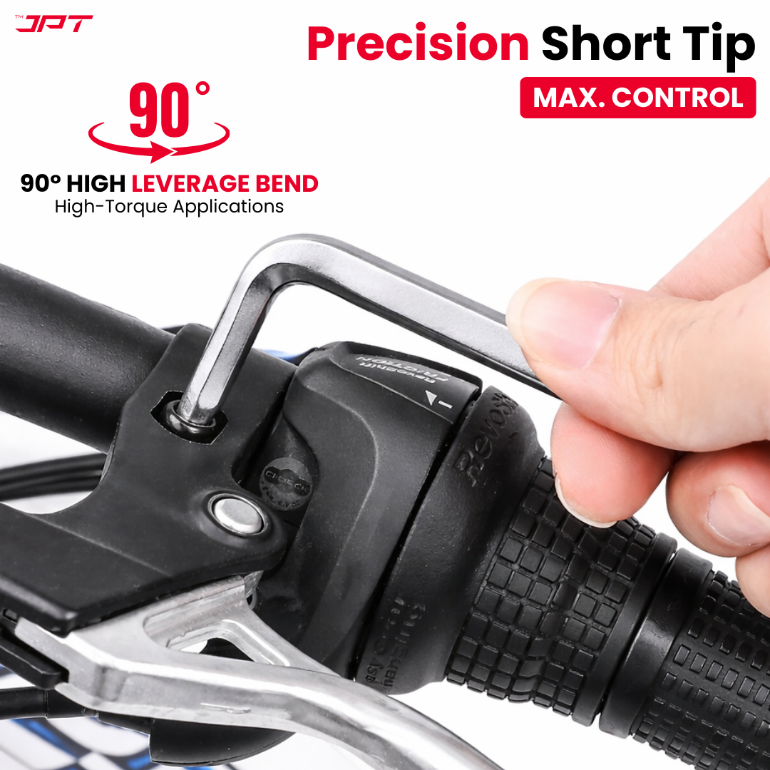 Buy JPT 9-piece CR-V Torx Allen key set (T10–T50) with 5-inch L-type design for extra leverage. Heavy duty cr-v hex key set for bike, car and workshop repair.